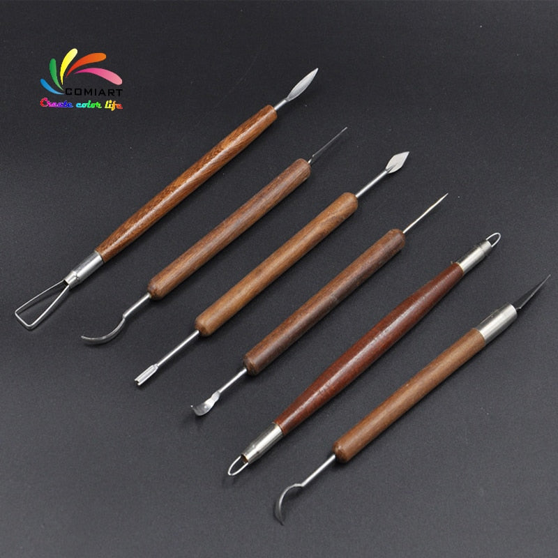 6 PCS/Set Pottery Ceramics Tools Polymer Clay Modeling Tool Wax Carving Sculpt Tools Set