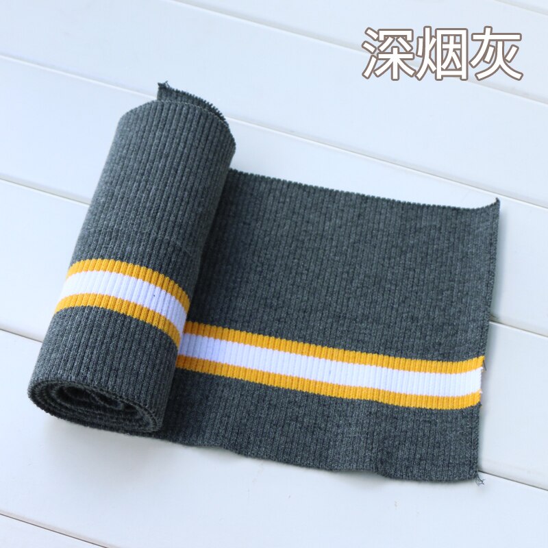 Buulqo 80cm Yarn Dyed Stripes Stretch Cuff DIY Cotton Knitted Fabric For Neckline Hem, Winter Jacket,Clothing Accessories Collar