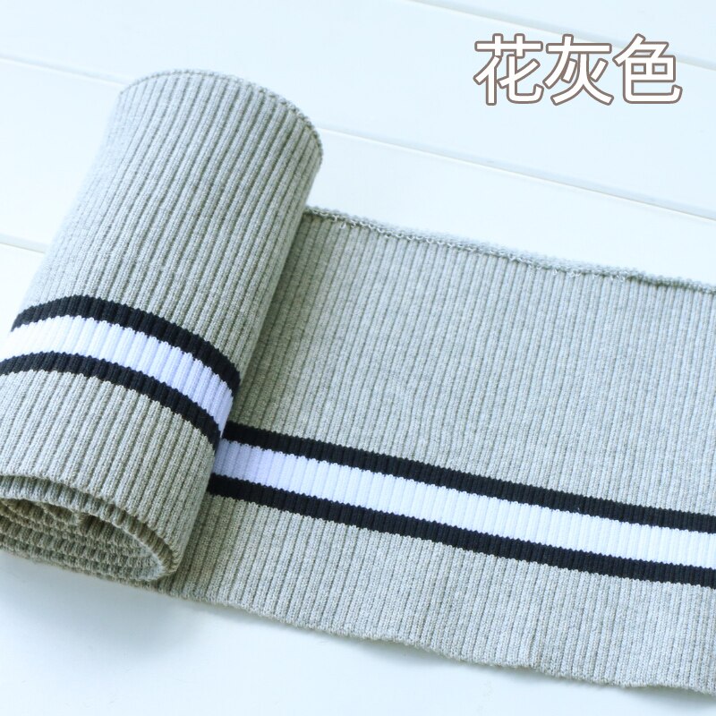 Buulqo 80cm Yarn Dyed Stripes Stretch Cuff DIY Cotton Knitted Fabric For Neckline Hem, Winter Jacket,Clothing Accessories Collar
