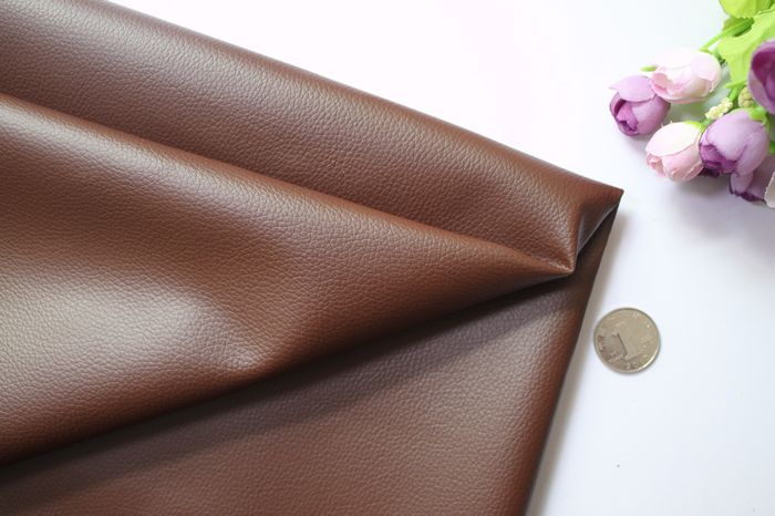 Pure Coloured Litchi Pattern PU Leather Fabric Small Pebbled Faux Artificial Synthetic PU Leather Fabric DIY Sewing Bag Material