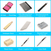 27/39pcs Sketch Pencil Set Professional Sketching Drawing Kit Wood Pencil Pencil Bags For Painter School Students Art Supplies