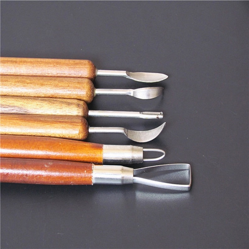 6 PCS/Set Pottery Ceramics Tools Polymer Clay Modeling Tool Wax Carving Sculpt Tools Set