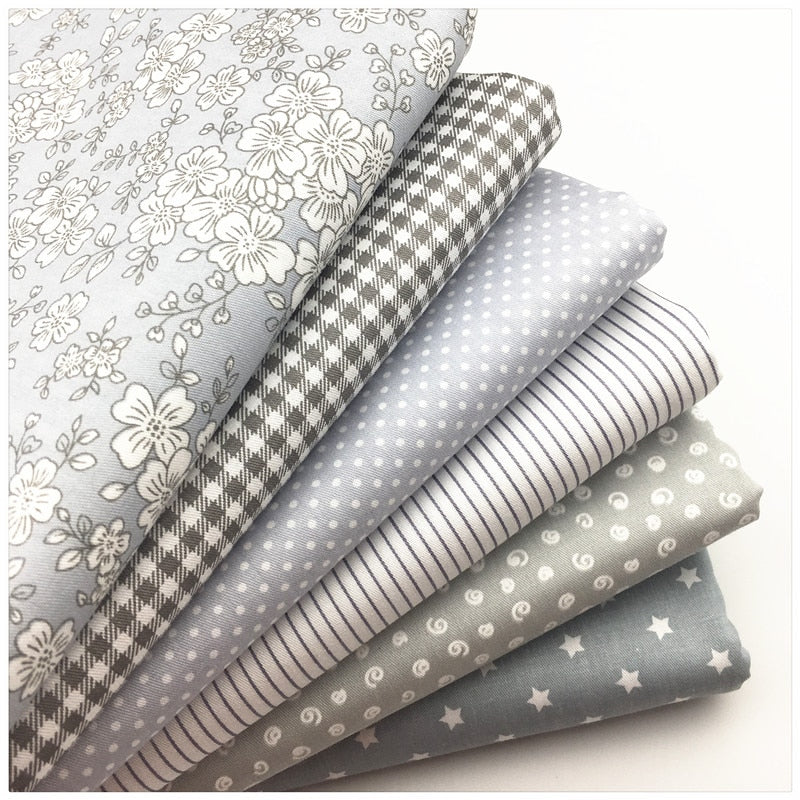 Syunss,New Gray Floral Printed Cotton Fabric DIY Tissue Patchwork Telas Sewing Baby Toy Bedding Quilting Tecido Tilda The Cloth