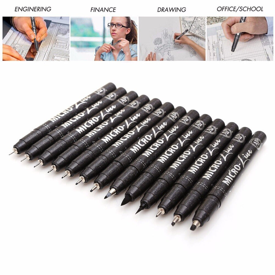 Premium 13pcs Micron Needle Drawing Line Pen Hand Lettering Pens Waterproof Pigment Sketch Markers Pen For Design Art Supplies