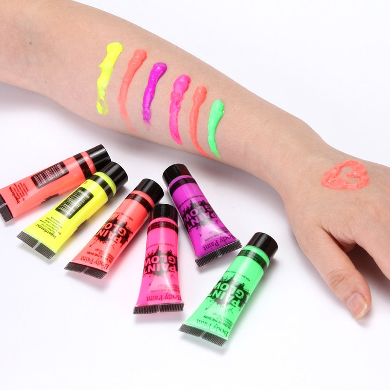 5 pcs Body Art Paint Neon Fluorescent Party Festival Halloween Cosplay Makeup Kids Face Paint UV Glow Painting