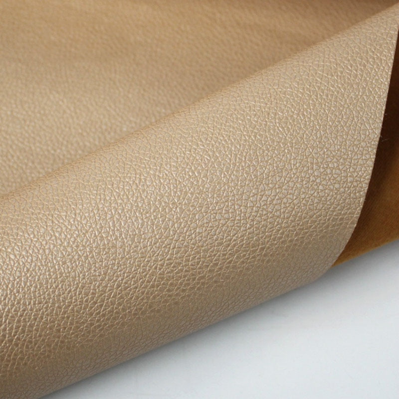 Pure Coloured Litchi Pattern PU Leather Fabric Small Pebbled Faux Artificial Synthetic PU Leather Fabric DIY Sewing Bag Material