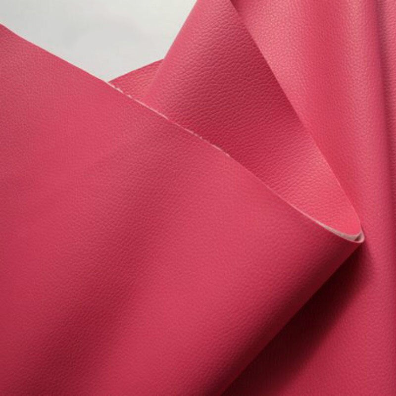 Pure Coloured Litchi Pattern PU Leather Fabric Small Pebbled Faux Artificial Synthetic PU Leather Fabric DIY Sewing Bag Material