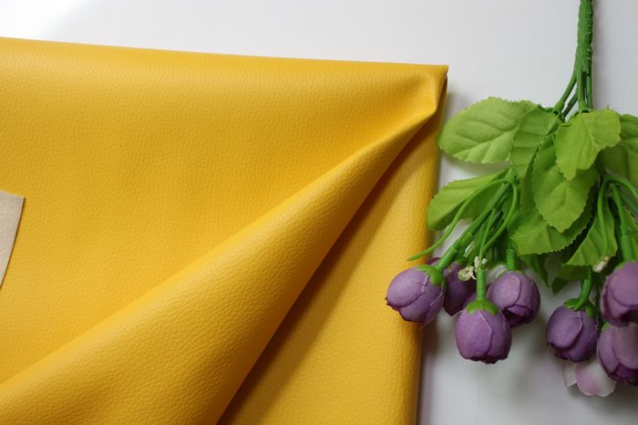 Pure Coloured Litchi Pattern PU Leather Fabric Small Pebbled Faux Artificial Synthetic PU Leather Fabric DIY Sewing Bag Material