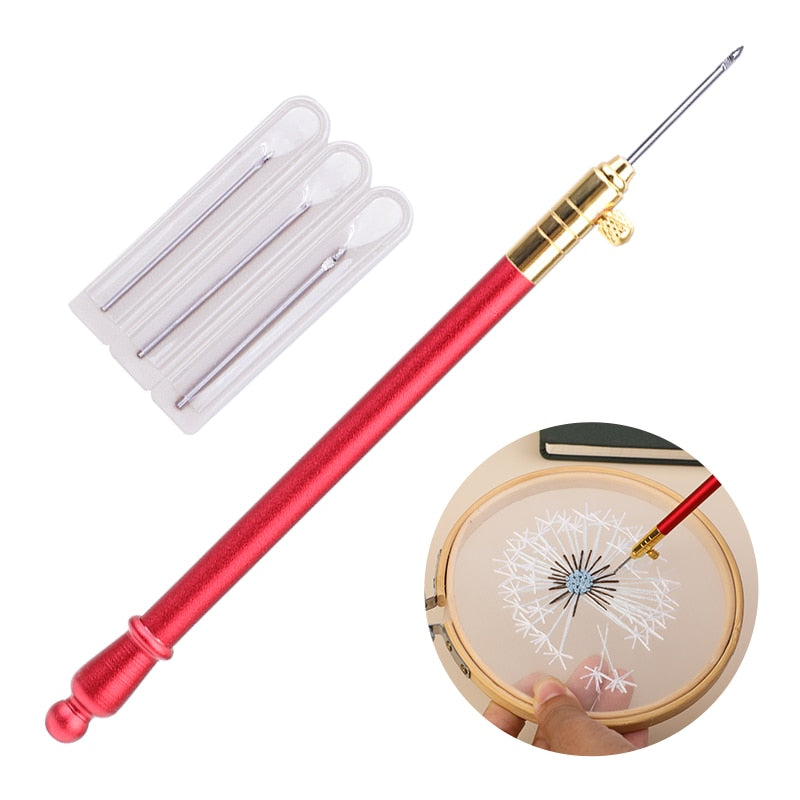 LMDZ Embroidery Punch Needle with 3 Needles Punch Pen  Embroidery Cross Stitch Craft Kit French Crochet for Sewing Knitting