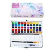 Professional 50/72/90 Color Solid Watercolor Set Basic Neon Glitter Watercolor Paint for Drawing Art Paint Supplies Art Supplies