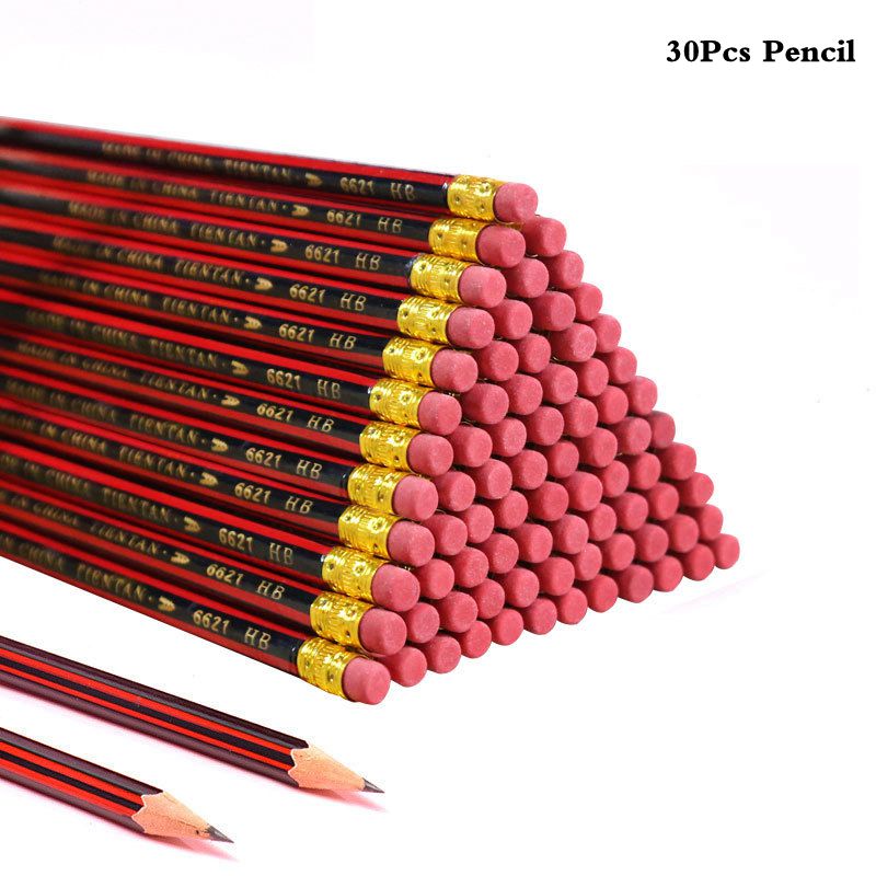 30/50/100Pcs /Lot Sketch Pencil Wooden Lead Pencils HB Pencil With Eraser Children Drawing Pencil School Writing Stationery