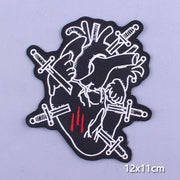 Japan Anime Cartoon Patches On Clothes Skull Heart Iron on Embroidered Patches For Clothing DIY Hippie Stripe Applique Badge diy