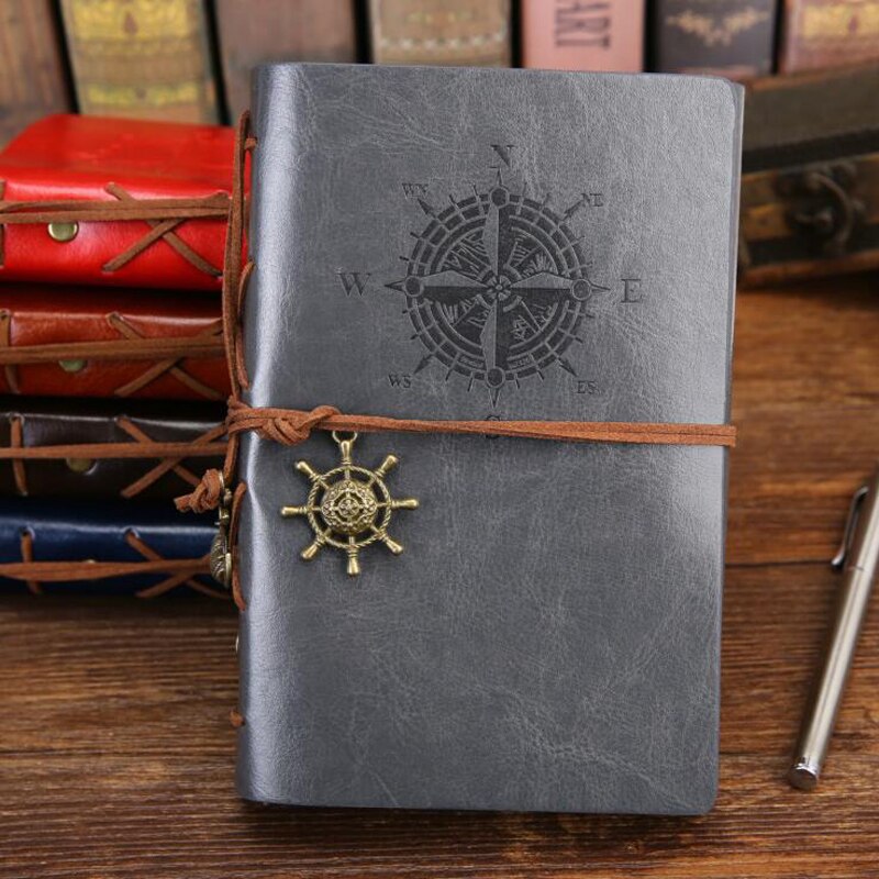 Retro Spiral Notebook Diary Notepad Vintage Pirate Anchors PU Leather Note Book Replaceable Stationery Gift Traveler Journal