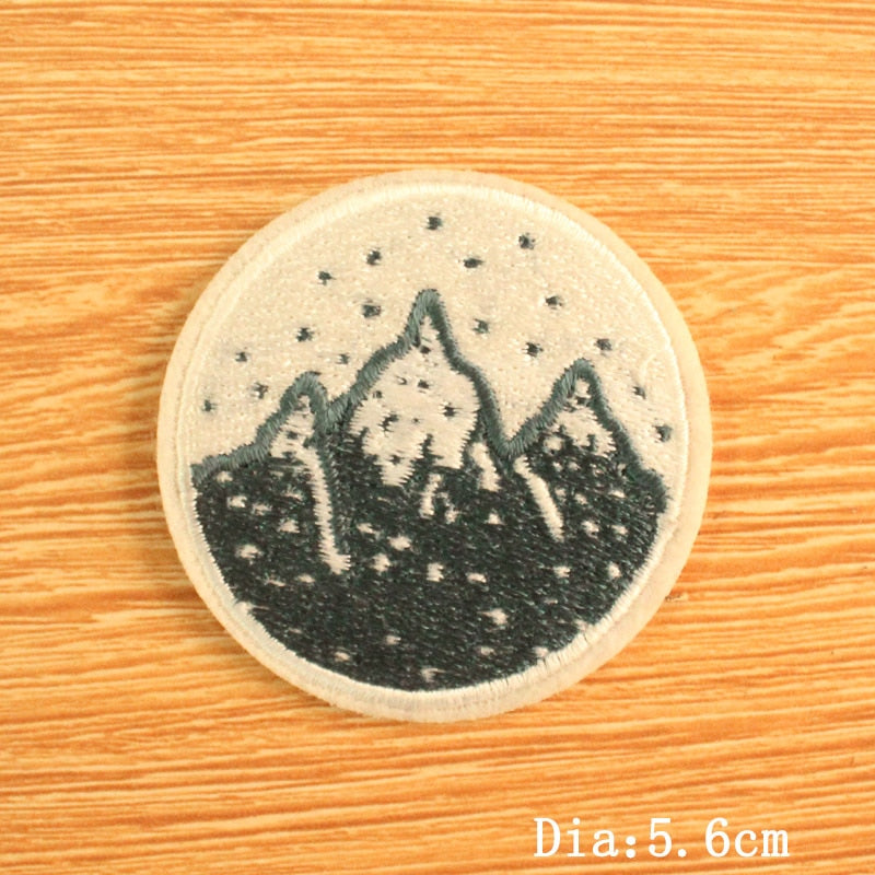 DIY Mountain Trave Embroidered Patches For Clothing Applique Iron on Patches On Clothes Space Patch Traveler Badges Stripes