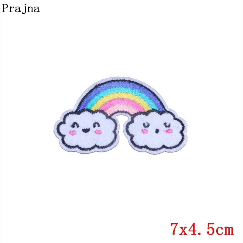 Prajna Hippie Unicorn Patches Embroidered Patches For Clothing DIY Magic Rainbow Stripes Iron On Patches For Kids Cloth Applique