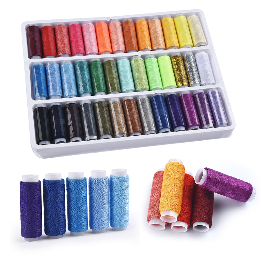24/30/38/39Pcs Mixed Colors Polyester Yarn Sewing Thread Roll Machine Hand Embroidery 160 Yard Each Spool For Home Sewing Kit