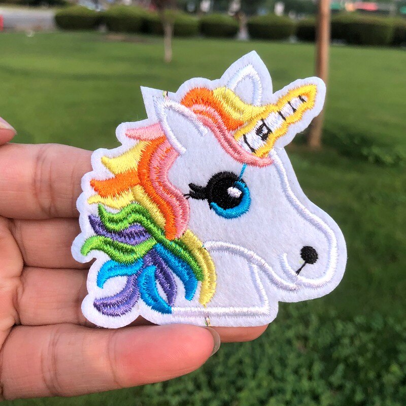 Prajna Hippie Unicorn Patches Embroidered Patches For Clothing DIY Magic Rainbow Stripes Iron On Patches For Kids Cloth Applique