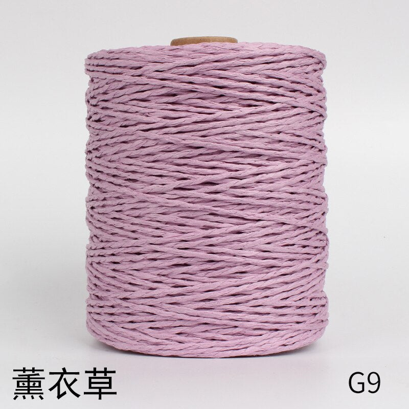 1Roll=280M Natural Raffia Straw Yarn For Summer Hand Knit Crochet Hat HandBag Cushion Baskets Knitting Material Colorful Threads