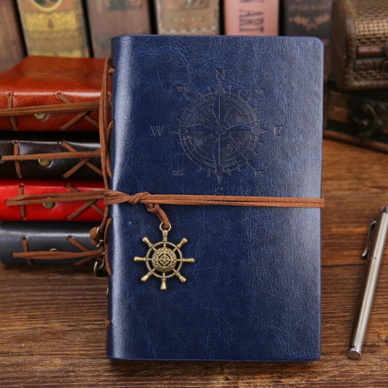 Retro Spiral Notebook Diary Notepad Vintage Pirate Anchors PU Leather Note Book Replaceable Stationery Gift Traveler Journal