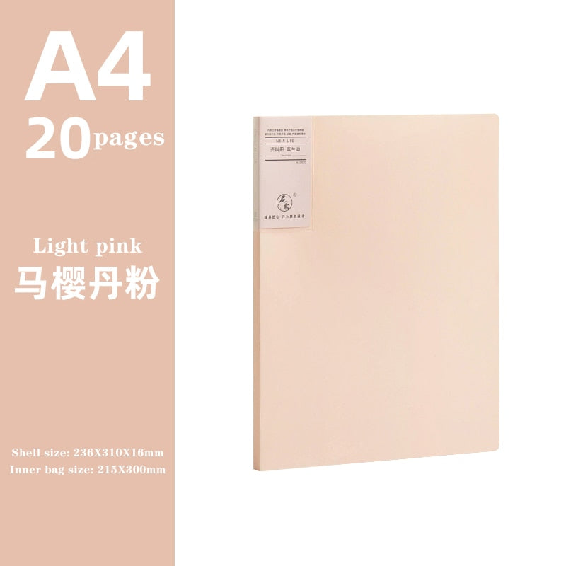 JIANWU A4 Morandi file bag 100 pages Data book Large capacity file folder  portfolio Office stationery