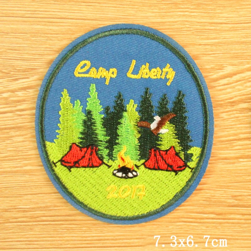 DIY Mountain Trave Embroidered Patches For Clothing Applique Iron on Patches On Clothes Space Patch Traveler Badges Stripes