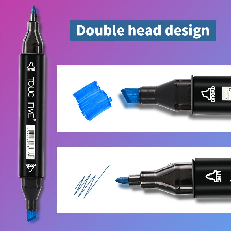 TouchFIVE 30/40/60/80/168 Color Art Markers Set Dual Headed Artist  Sketch Oily Alcohol based markers For Animation Manga