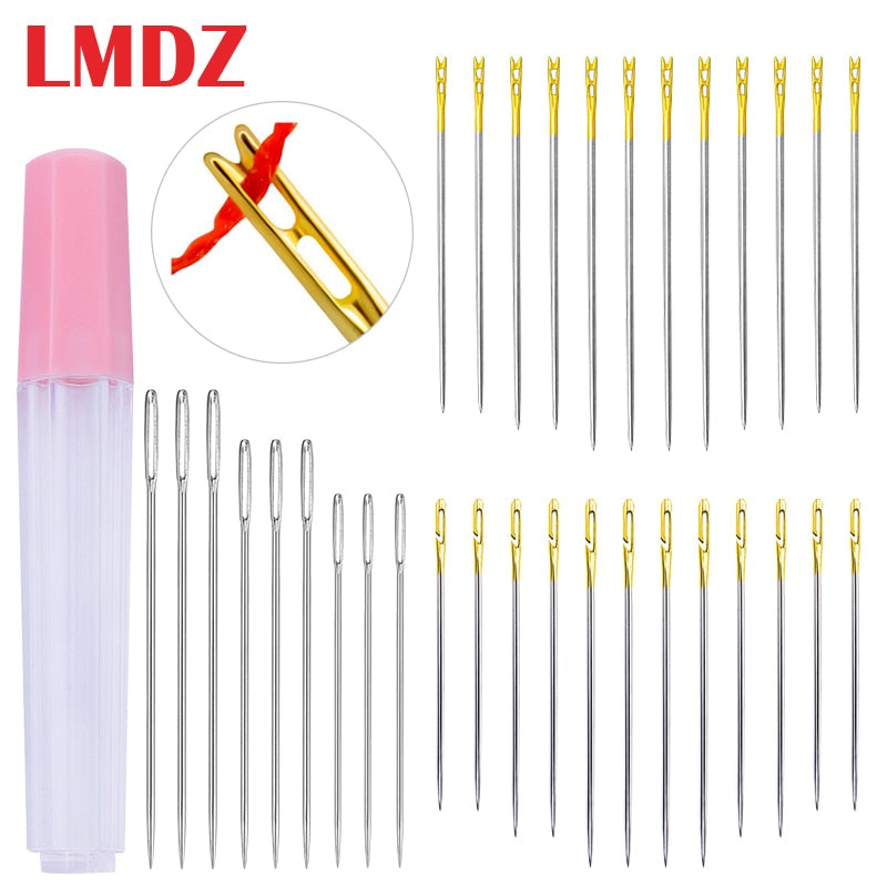 LMDZ 12/21/24PCS Elderly needle-side hole blind needle Needless Tail Side Opening Stainless Steel Hand Sewing Needless threading