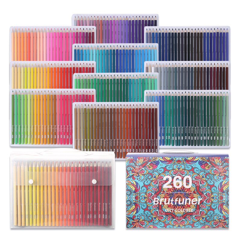 Brutfuner 72/120/180/260 Square Barrels Colored Pencils for Adult Artists for Coloring Books Drawing Sketching Artist Students