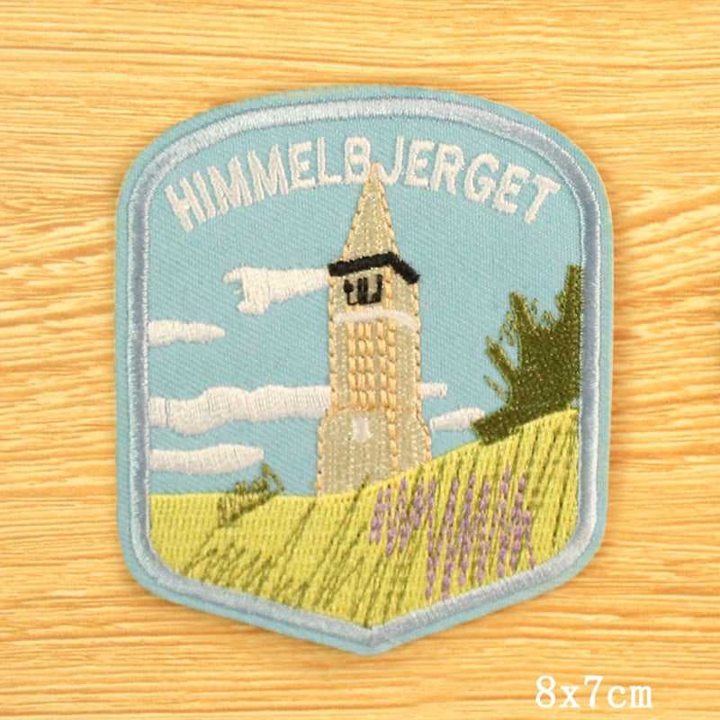 DIY Mountain Trave Embroidered Patches For Clothing Applique Iron on Patches On Clothes Space Patch Traveler Badges Stripes