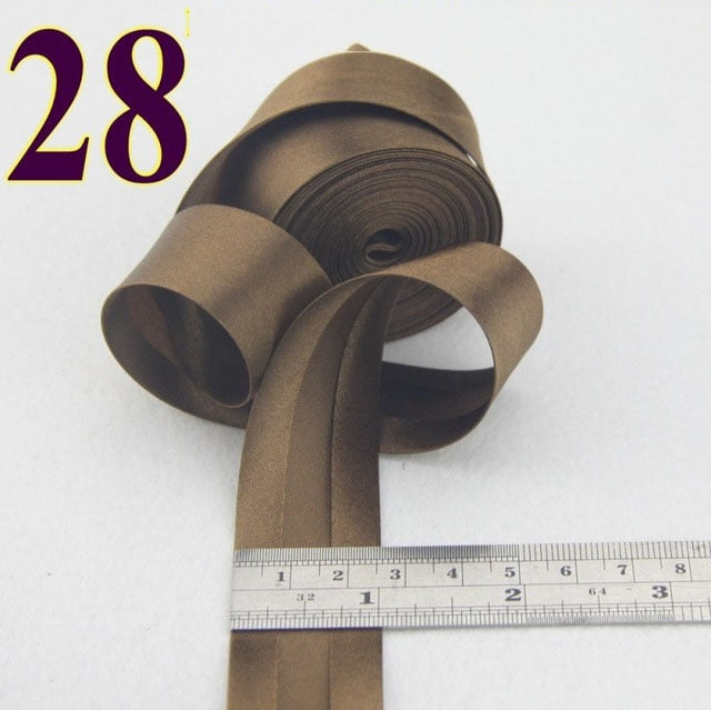 25mm(1&quot;) satin bright ironed single fold polyester bias binding tape table cloth garment quilt craft sewing accessories