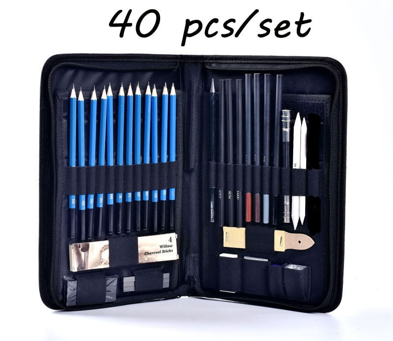 72PCS Sketch Pencils and Colored Pencils Set School Supplies Drawing Pencils Beginner Kit Watercolor Metallic Oily Art Supplies