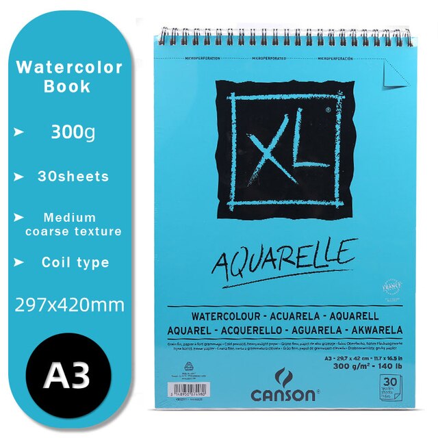 CANSON XL Series Creative Painting Book 16K/8K/A4/A3 Sketch/Marker/Acrylic/Watercolor/Pencil/Toner Stick Book Kraft Paper Book