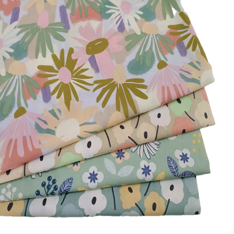 Pastrol Floral Cotton Fabric Printed Kids Quilting Cotton Twill Cloth For  DIY Sewing Craft Material