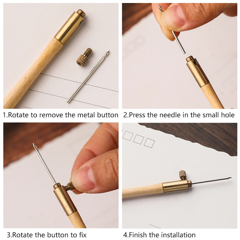 LMDZ Embroidery Punch Needle with 3 Needles Punch Pen  Embroidery Cross Stitch Craft Kit French Crochet for Sewing Knitting