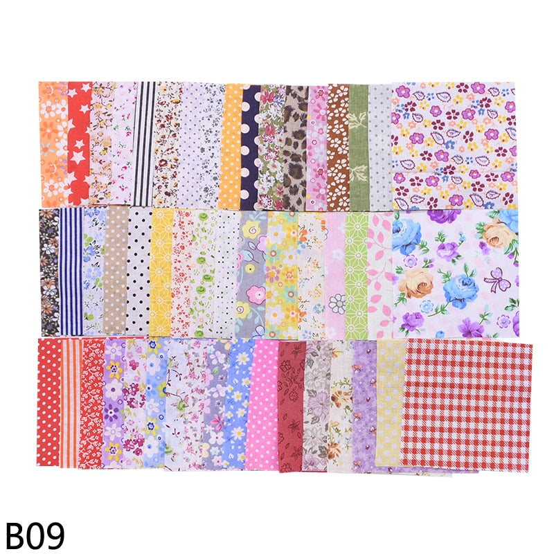 50pcs Squares 10*10cm Colorful Patchwork Cotton Sewing Fabric Quilt Material DIY Home Quarters Handcraft Needlework Fabric