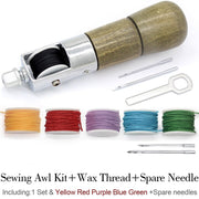 Leathercraft Sewing Stitching Awl Needle Tool Kit Handwork DIY Leather Shoe Repair Purses Wallets Clothes Craft Supplies Thread
