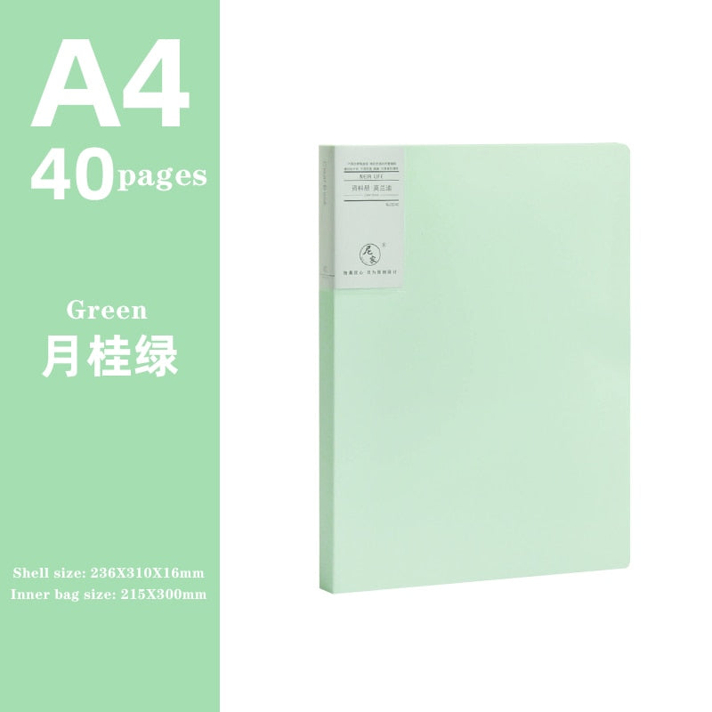 JIANWU A4 Morandi file bag 100 pages Data book Large capacity file folder  portfolio Office stationery