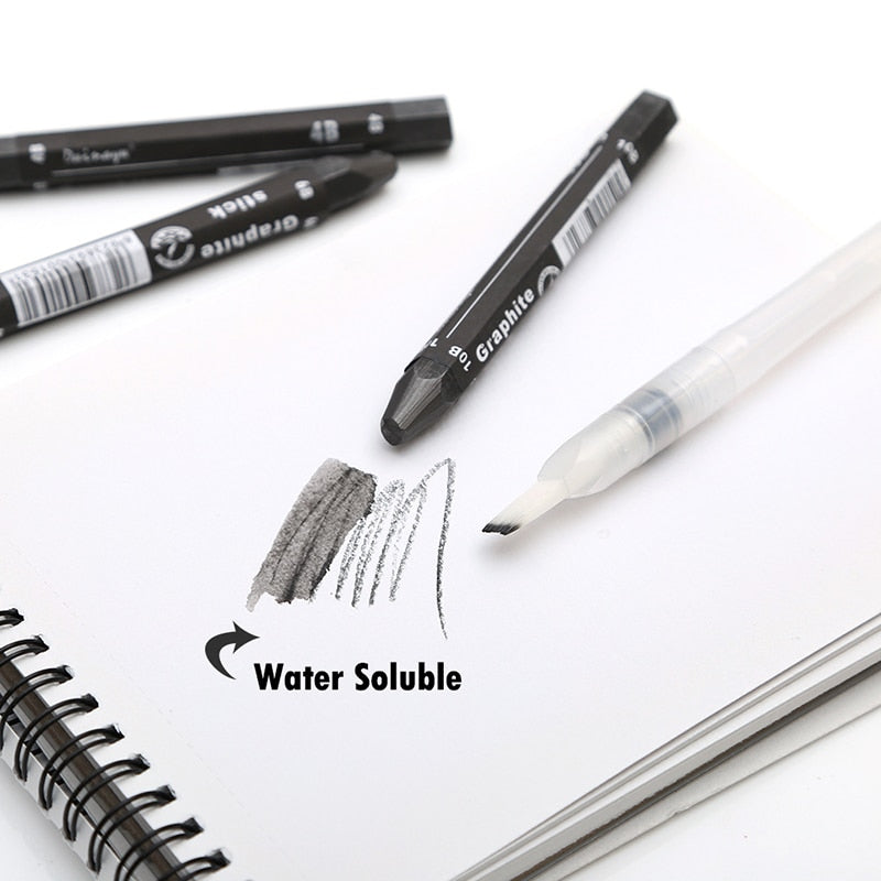Graphite Stick Set - Water Soluble - 4B 6B 10B, Art Drawing Supplies for Sketch &amp; Shading Pencils, Artist Sketching - 3 Pcs