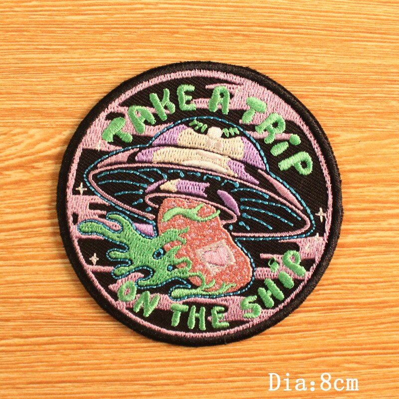 DIY Mountain Trave Embroidered Patches For Clothing Applique Iron on Patches On Clothes Space Patch Traveler Badges Stripes