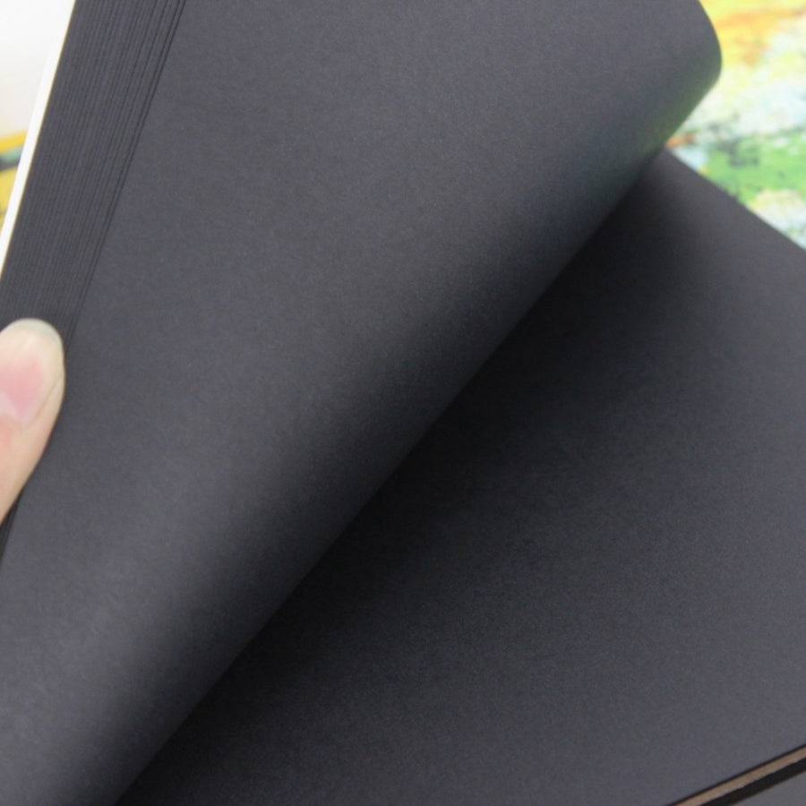 A4/A5 Black Sketch Book Diary for Drawing Painting Graffiti Soft Cover Black Paper Notebook Office School Supplies G