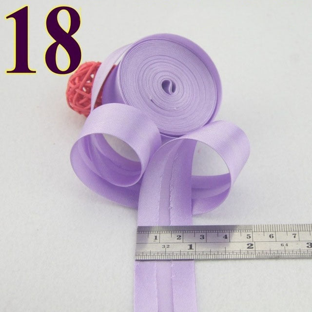 25mm(1&quot;) satin bright ironed single fold polyester bias binding tape table cloth garment quilt craft sewing accessories