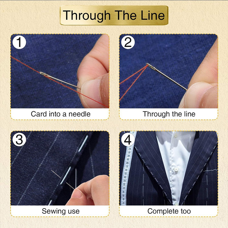 LMDZ 12/21/24PCS Elderly needle-side hole blind needle Needless Tail Side Opening Stainless Steel Hand Sewing Needless threading