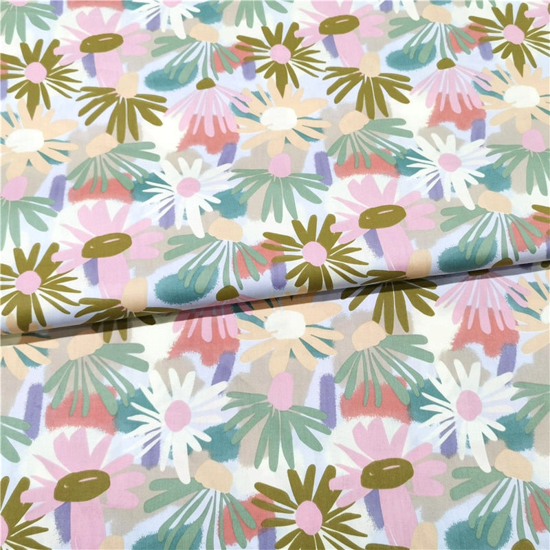 Pastrol Floral Cotton Fabric Printed Kids Quilting Cotton Twill Cloth For  DIY Sewing Craft Material