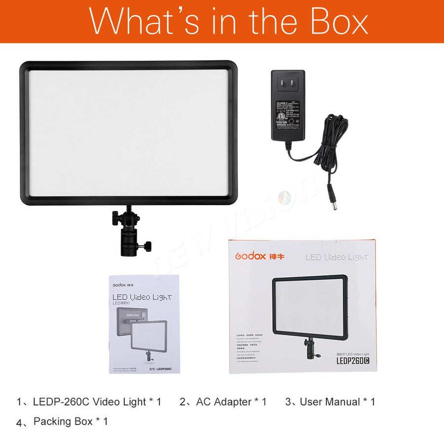 GODOX LEDP260C Ultra-thin 30W 3300-5600k LED Video Light Panel Lamp for Digital DSLR Camera Studio Photography