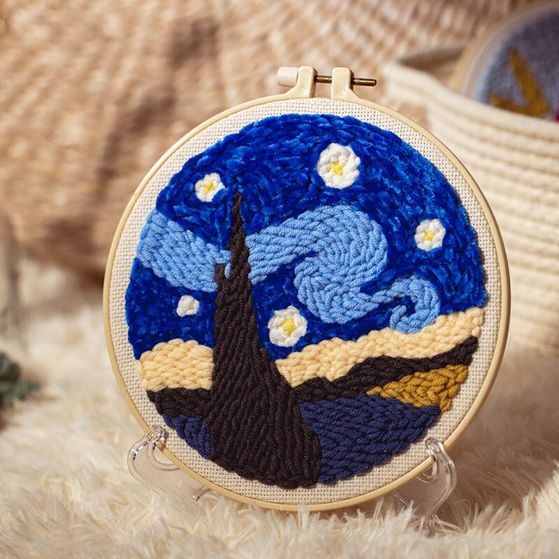 Punch Needle Embroidery Kit with Yarn for Beginners Easy Embroidery DIY Needlework Wool Work Home Decor Custom Embroidery