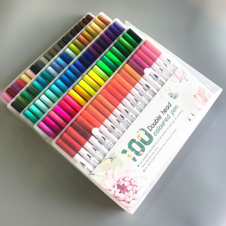 60 Pcs Colour Pens Marker, Dual Tip Brush Pens Art Markers Fineliner WaterColor Drawing Pens for Adult Colouring Books,Sketching