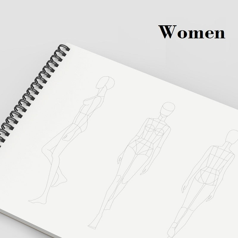 A4 Clothing Designer Dotted Line Human Body Painting Notebook Design Professional Women&#39;s Men&#39;s Clothing Sketch Book 50 sheets