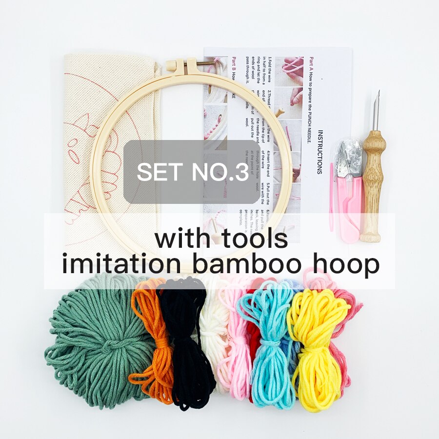 Punch Needle Embroidery Kit with Yarn for Beginners Easy Embroidery DIY Needlework Wool Work Home Decor Custom Embroidery