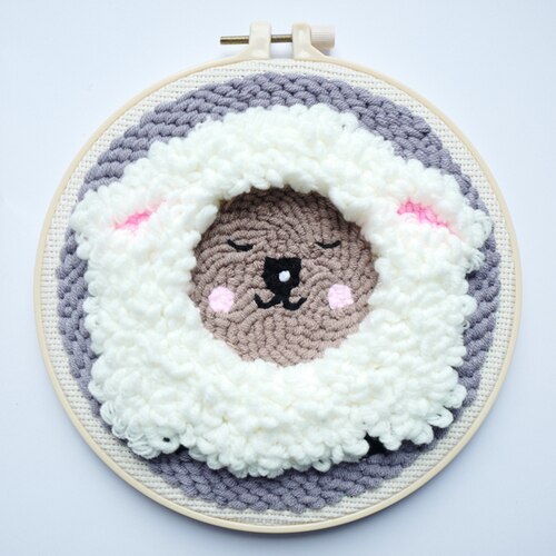 Punch Needle Embroidery Kit with Yarn for Beginners Easy Embroidery DIY Needlework Wool Work Home Decor Custom Embroidery