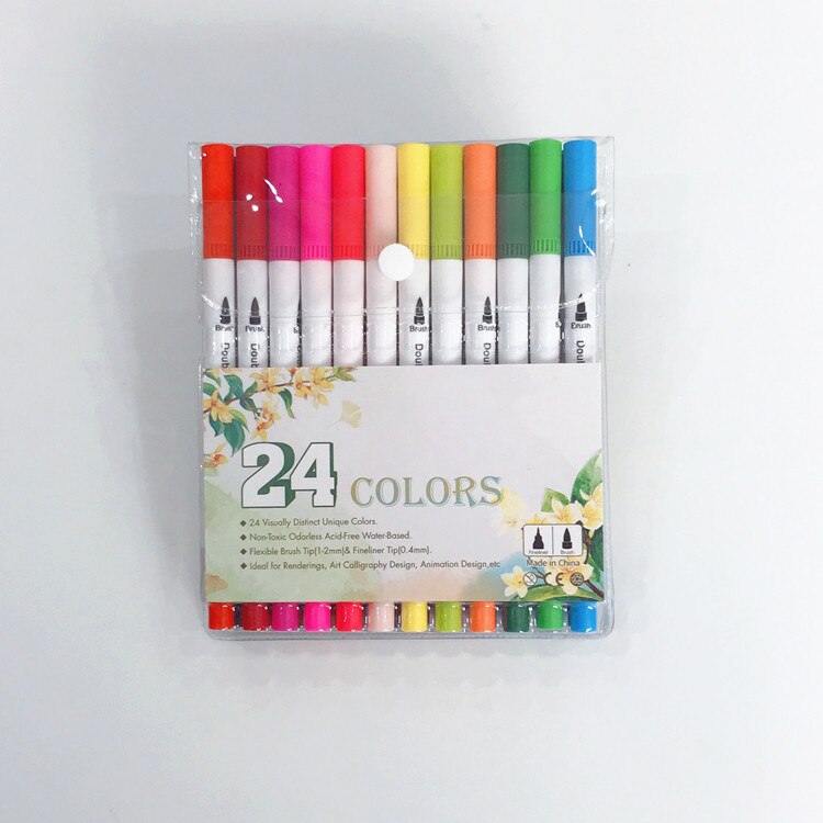 60 Pcs Colour Pens Marker, Dual Tip Brush Pens Art Markers Fineliner WaterColor Drawing Pens for Adult Colouring Books,Sketching